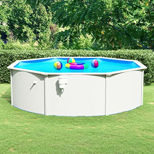 INLIFE Piscina con parete in acciaio, rotonda, 460 x 120 cm, bianco, 120,4 kg, 93262