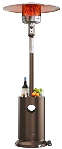 EAST OAK 50,000 BTU Patio Heater for Outdoor Use With Round Table Design, Double-Layer Stainless Steel Burner and Wheels, Outdoor Patio Heater for Home and Commercial, Bronze, 31.9 x 31.9 x 86.6