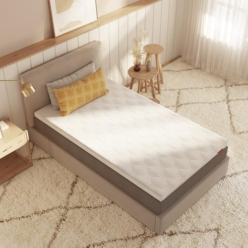 Sweetnight Topper Colchón Viscoelástico Grosor de 10cm, 80x200cm, Sobrecolchón de Espuma con Memoria en Gel, Funda Desmontable, Lavable y Transpirable, 80x200x10cm