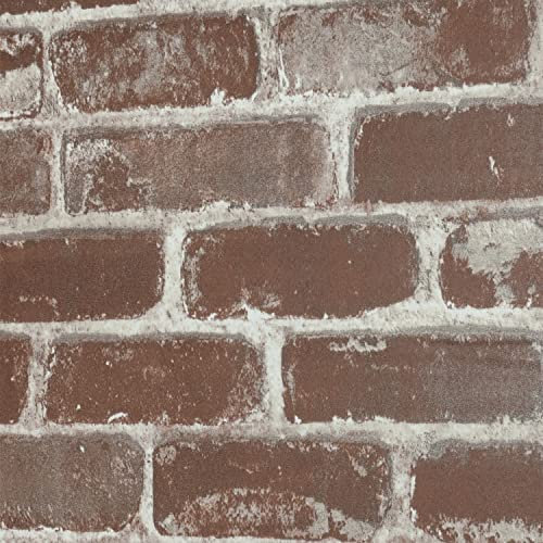 FENTIS Carta da Parati Effetto Mattone Rosso-Marrone Adesivo Murale Autoadesivo Vintage Carta a Contatto Rustica da Staccare e Attaccare Rimovibile Film Vinilico Rotoli per Caminetto 44,5x500cm