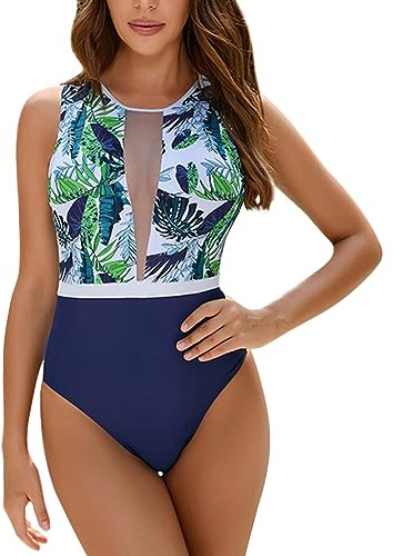 Bañador Mujer Faja Reductor Push Up Traje De Baño Natacion Cintura Alta Bañador con Cuello Halter Traje de baño Sexy Cuello En V Una Pieza Bañador Despedida Soltera L