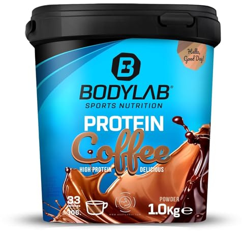 Bodylab24 Protein Coffee, Schoko-Karamell, 1kg | Bis zu 20 g Protein pro Portion, ohne Zuckerzusatz, cremiger Protein-Kaffee, hochwertiges Whey Protein