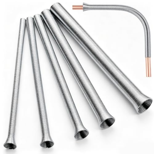 Tnisesm Set di piegatubi a molla da 1/4, 3/8, 1/2, 5/8 e 3/4 per tubi in rame, alluminio e acciaio a parete sottile, lunghezza 350 mm