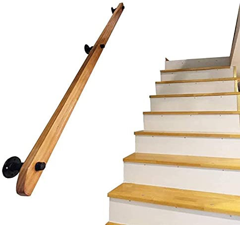Treppenhandlauf-Geländer-Komplettset. Professionelle rutschfeste Sicherheits-Treppengeländer-Handläufe aus massivem Holz, Heim gegen die Wand, Innen-Loft, ältere Geländer, Korridor-Stützstan