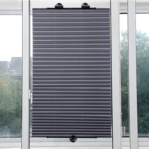 Temporäre Verdunkelungsrollos Für Fenster,45/65/70/80cm Saugnapf-Sonnenschutz-Rollo,Einziehbare Plissees,Wärmedämmung,Für Haus, Büro, Schlafzimmer,46x120cm/18x47in
