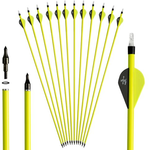 S F Bogenschießen Erwachsene Pfeile für bogenschießen Carbonpfeile，Geeignet für compoundbogen Recurvebogen Langbogen-12 Stück （30 Zoll）