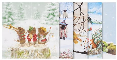 VBS Servietten-Set Wintertime, B 33 x L 33 cm, Weihnachtsservietten, Festliche Tischdekoration, Party, Feiern, Basteln, DIY, 20 Stück
