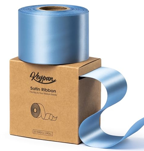 Keypan Satinband Blau Geschenkband Schleifenband 6,3cm x 22,9m | Doppelseitiges Seidenband für Geschenkband Hochzeit, Blumensträuße, Schleifen, Basteln