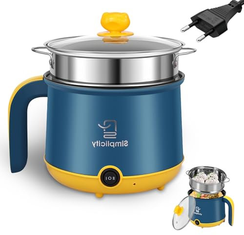 Elektrischer Hot Pot Mit Dampfgarer, Elektrische Hot Pot 1.8 L, Tragbare Mini Antihaft Multikocher, Schneller Ramen Kocher, Tragbare Antihaft Topf Für Zuhause, Büro, Schlafsaal