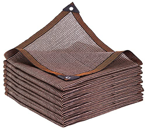Telo parasole marrone di alta qualità per giardino, serra, piante, tasso di ombreggiatura dell'85%, durevole, baldacchino con corda (8 m x 12 m)