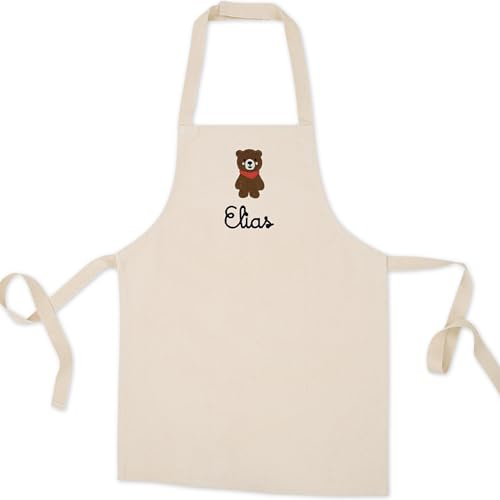 upstitch studio Personalisierte Kinderschürze mit Namen und Motiv (45x60cm) - Hochwertig bestickt, 100% fairtrade Baumwolle - zum Kochen & Backen für Jungen und Mädchen (2-10 Jahre)