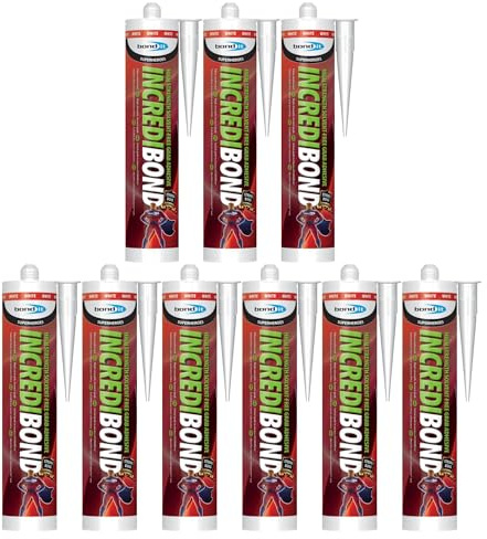 Bond It INCREDIBOND High Strength Grab Adhesive – 9x White, 310ml | Solvent-Free – Instant Grab | Fibre Reinforced Adhesive Silicone | Interior & Exterior Use – Heavy-Duty Construction Adhesive