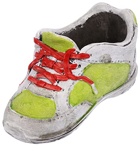 BESPORTBLE Shoe Pot Unique Troughs Funny Plant Pots Indoor Wall Vases for Flowers Planter with Drainage Hole Outdoor Flower Pots Sneaker Trellis Decorative Planter Heel Running Ceramics Green