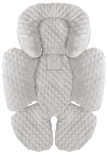Baby Autositz-Kissen, Kopf- und Körperstütze für Neugeboreneneinsatz, 2-in-1 reversibles Babysitz-Kissen, weiche Kinderwagen-Einlage für Autositze, Babywippen, Kinderwagen und Schaukeln (Grau)