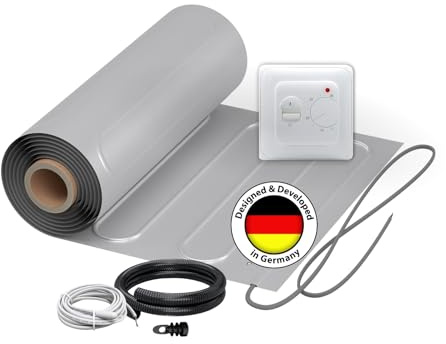 Elektrische Fußbodenheizung für Laminat: Heizmatte WARMON ALU 150 W/m² inkl. TS 25 Raumthermostat Analog, Mattengröße:1,5 m²