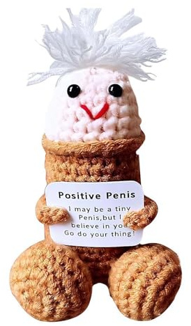 Handgefertigte Häkel-Puppe aus Plüsch – Positive emotionale seltsame Stoffpuppe mit Stütznuggets, witziges Humor-Geschenk für Freunde, Ihn und Ehemann (Mini-Kunstdekor) (1 Stück)
