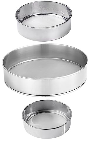 FONDOTIN 3pcs Stainless Steel Flour Sifters Mesh Fine Powder Sieve for Baking Cake Icing Sugar Almond Flour Rust Resistant Kitchen Colanders