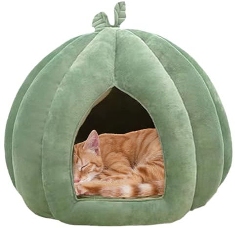 Kattsängar för inomhuskatter,Bed Cave - Pumpkin Cat House Enclosed Cat Bed - Kattgrotta, förtjockad halloweensäng för husdjur, kattgömställe kattungar, små hundar, vinter, inomhus