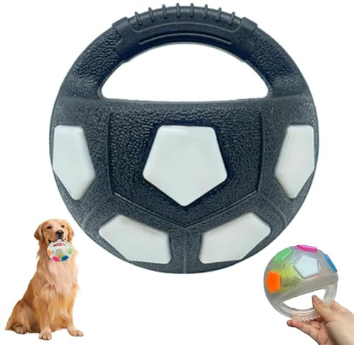 The Mellow Dog Calming Ball, Hundeball mit Griff, Interaktives Wurf- und Apportierspiel, Quietschende Schwimmbälle, Interaktives Hundespielzeug Ball für kleine, mittelgroße und große Hunde (Schwarz)