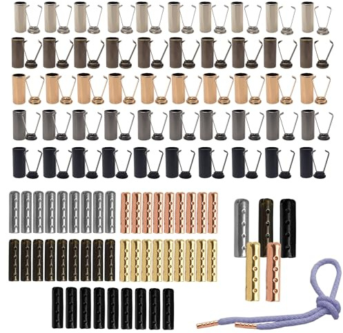 Kordelstopper 100 Stück Kordelenden Kordelstopper Metall Rope Laceskordelschnallen Kordelenden Metall Für Schnürsenkel Hutschnüre Rucksackschnüre (2 Größen)