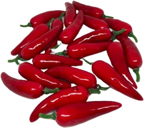 Ssmmam 20Pcs Artificial Chili Peppers Decor, Realistic Red Plastic Vegetables for Photography Props, Kitchen Display