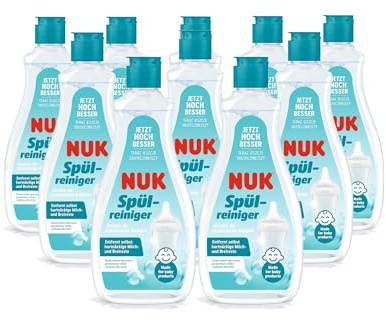 NUK-Babyflaschenreiniger | 500 ml | Ideal zur Reinigung von Babyflaschen, Saugern und Zubehör | Duftstofffreier Reiniger | pH-neutral | 100% wiederverwertbare Flasche | 10 Stück