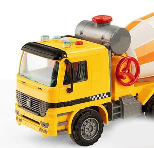 Alomejor Mixer Truck Toy Car 180 Degree Rotating Outlet Stimulating Drum for Boys, ABS Cement Mixer Toy Vehicle for Kids (Middle Size with Sound and Light)