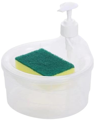 Dispenser di sapone per lavastoviglie – Pompa per liquido da cucina, supporto per spugna per lavello | Set di lavaggio utensili compatto con design a facile da premere, dispenser per la