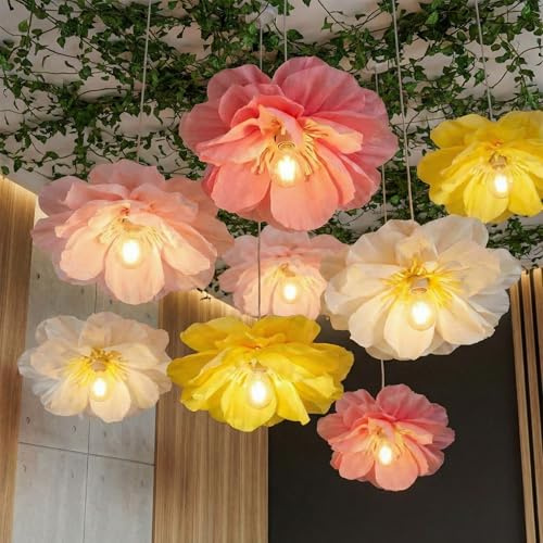Thiccywoov 8 Pcs Giant Paper Flowers Decoration for Bulb, 15.7 Inch Tea Party Decoration Large Colorful Artificial Floral Tissue Flower Decor for Spring Fancy Birthday Party Decor Wedding Baby Shower