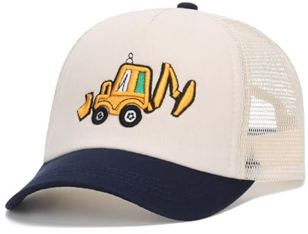 Kinder Mesh-Baseballcap mit Bagger-Stickerei Atmungsaktive Basecap Trucker-Cap Schirmmütze, verstellbar UV-Schutz Baseballkappe Cartoon Cap Mütze Sonnenhut für Jungen Mädchen 2-6 Jahre