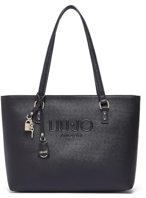 Liu Jo Halona Borsa Shopping L Nero, Similpelle Ecosostenibile, 42 x 27 x 13 cm, con Logo in Rilievo, Chiusura a Cerniera