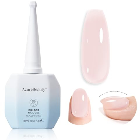 AZUREBEAUTY Builder Gel for Nails, 7-in-One Nude Pink Builder Gel 18 ML, 30-Day Nail Strengthener Extension Glue, For Home Salon DIY