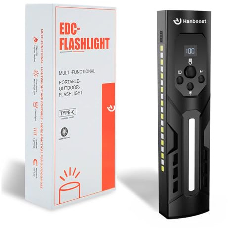 Hanboost 7-in-1 Multifunctional Flashlight & Magnetic Work Light, 1500 Lumens Pocket Flashlight, Compact Outdoor Survival Gear & Camping Equipment for Men, 2500mAh Rechargeable.