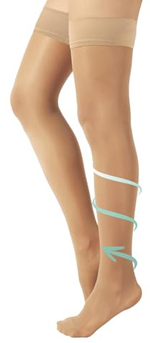 MEDIAS A COMPRESIÓN FUERTE | MEDIAS AUTOADHESIVAS | 140 DEN 18-22 mm/Hg | S, M, L, XL NEGRO, NATURAL | CALCETERÍA ITALIANA | (L, NATURAL)