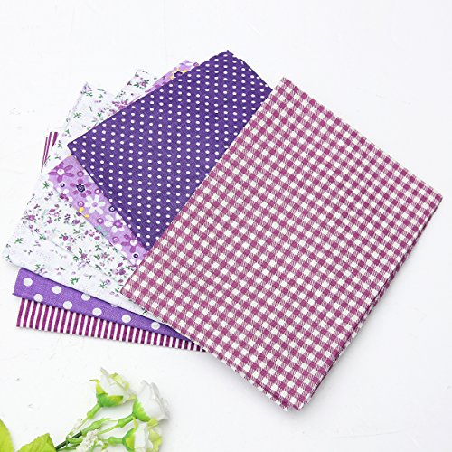 7 Stück Baumwollstoff Stoffpakete Baumwolle Stoffreste Lila 50x50cm | Stoffe zum Nähen, Patchwork Stoffe DIY Basteln Handwerken, Puppenkleidung