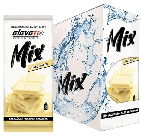 Eleven Fit Mix Instantáneo Sabor Chocolate Blanco | Prepara 1.5L de Bebida Saludable, Sin Azúcar y Baja en Calorías | Ideal para mezclar con Leche, Cocinar y Preparar Postres | Caja de 24 Sobres