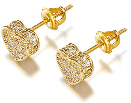 18k Gold Plated Heart Stud Earring For Women Earring 925 silver Screw Back Iced Out Cubic Zirconia earring SENTERIA