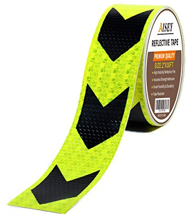 Bande réfléchissante imperméable pour visibilité et danger - 5 cm x 9 m - Autocollants réfléchissants - Jaune fluo et noir