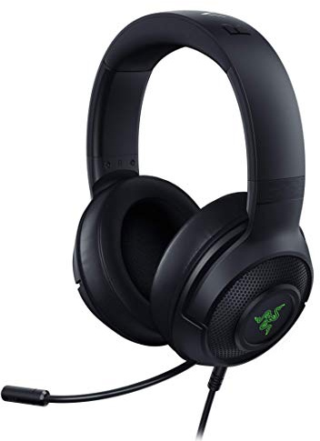 Razer Kraken X Casque de Jeu Ultra-léger USB : Son Surround 7.1 - Cadre léger - éclairage Logo Vert - Commandes Audio intégrées - Microphone cardioïde Pliable - pour PC - Noir Classique