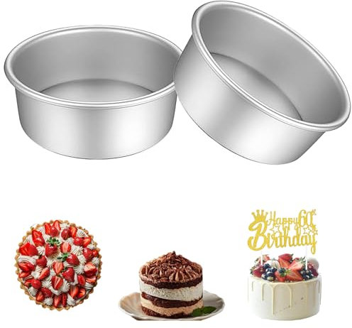 HQILRRA 2 Pièces Moule à Gâteau Rond en Aluminium Anodisé,Moule Gateau Haut,Moule Gateau Rond,218 mm x 78 mm de Profondeur,Pour le cheesecake, les lasagnes, le chiffon cake,etc.