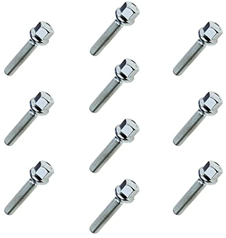 C CARBONADO 10x Radschrauben M12x1,5 55 mm Kugelbund SW17 Radbolzen | 10er Set, M12x1,5, SW17, 55mm Schaftlänge, Kugelbund, für Alufelgen