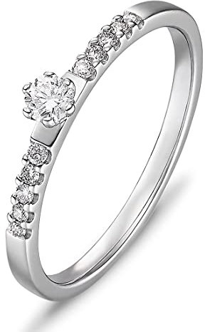 CHRIST Damen-Damenring 585er Weißgold 1 Diamant 50, Weißgold 32004584