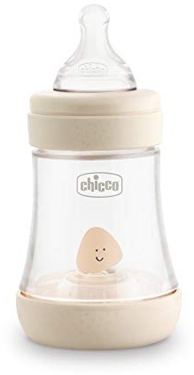 Chicco Anti-Kolik-Flaschen mit Sauger aus Silikon, Beige, 1 Stück (1 Stück)