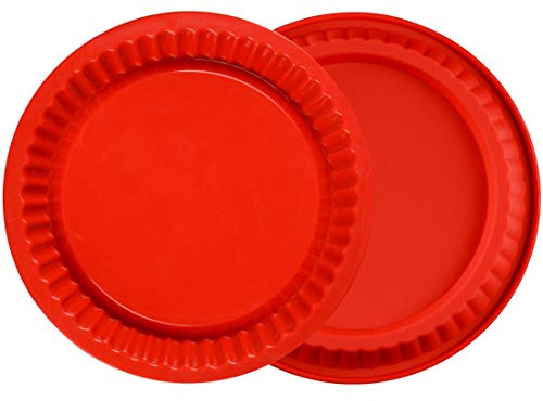 ZSWQ Silikonpfannen, 26,5 cm, flexible Silikon-Quicheform, rund, geriffelt, Quicheform, Backform, Tartedosen für Kuchen, Brot, Kuchen, Pfannkuchen, Pizza, 2 Stück