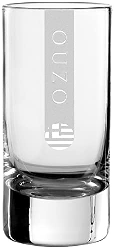 Ouzo Lot de 2 petits verres (5 cl 2 x | 5 tailles disponibles) | Verres à liqueur en verre de 5 cl | Passe au lave-vaisselle | Verre Ouzo avec gravure 2 pièces
