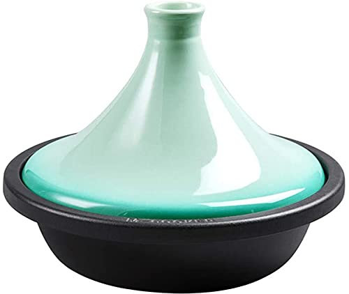 GLP Marmite à tajine en fonte émaillée avec couvercle pour différents styles de cuisson et réglages de température, multicolore, bleu (couleur : bleu)