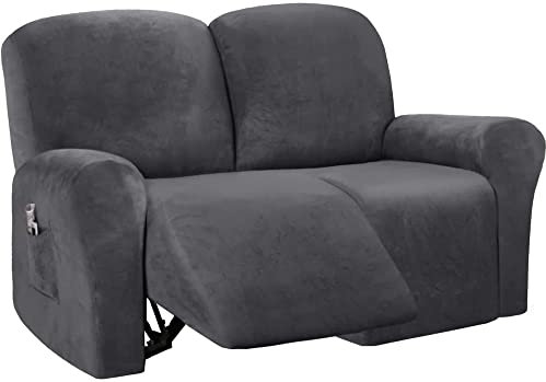 WYJHNLBEDC 6 Stück Sofa/Couch überzug Stretch, Elastischer Sesselschoner aus Dicke Samt für Relaxsessel/Fernsehsessel/Kinosessel 2 Sitzer, Sofaschutz Hund Kratzschutz Katze