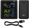 EMOS Funk Wetterstation mit VA-Farbdisplay und Außensensor, Thermometer, Hygrometer, Wettervorhersage, Uhranzeige, Wecker, 1,5m Micro USB Kabel, Schwarz
