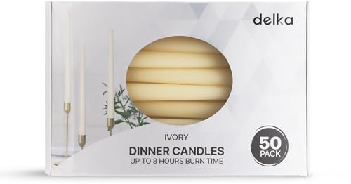 delka Dinner Candles, Tapered 8-Hour Burn Time Dinner Candles, Unscented, Non-drip & Smoke Free, Quality Wax