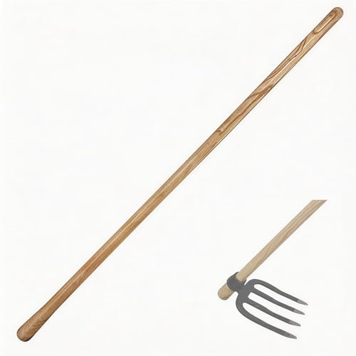 Paiaojia 55-Inch Pure Solid Wood Replacement Handle for Garden Hoe Digging Spading, Surface Coated with Protective Paint, Clear Finish, Convenient and Durable (Spade & Fork Head Not Included)